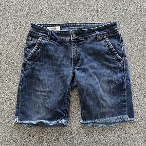 Banana Republic Bermuda Shorts Womens‎ 4 Classic Wide Leg Denim Raw Hem Stretch